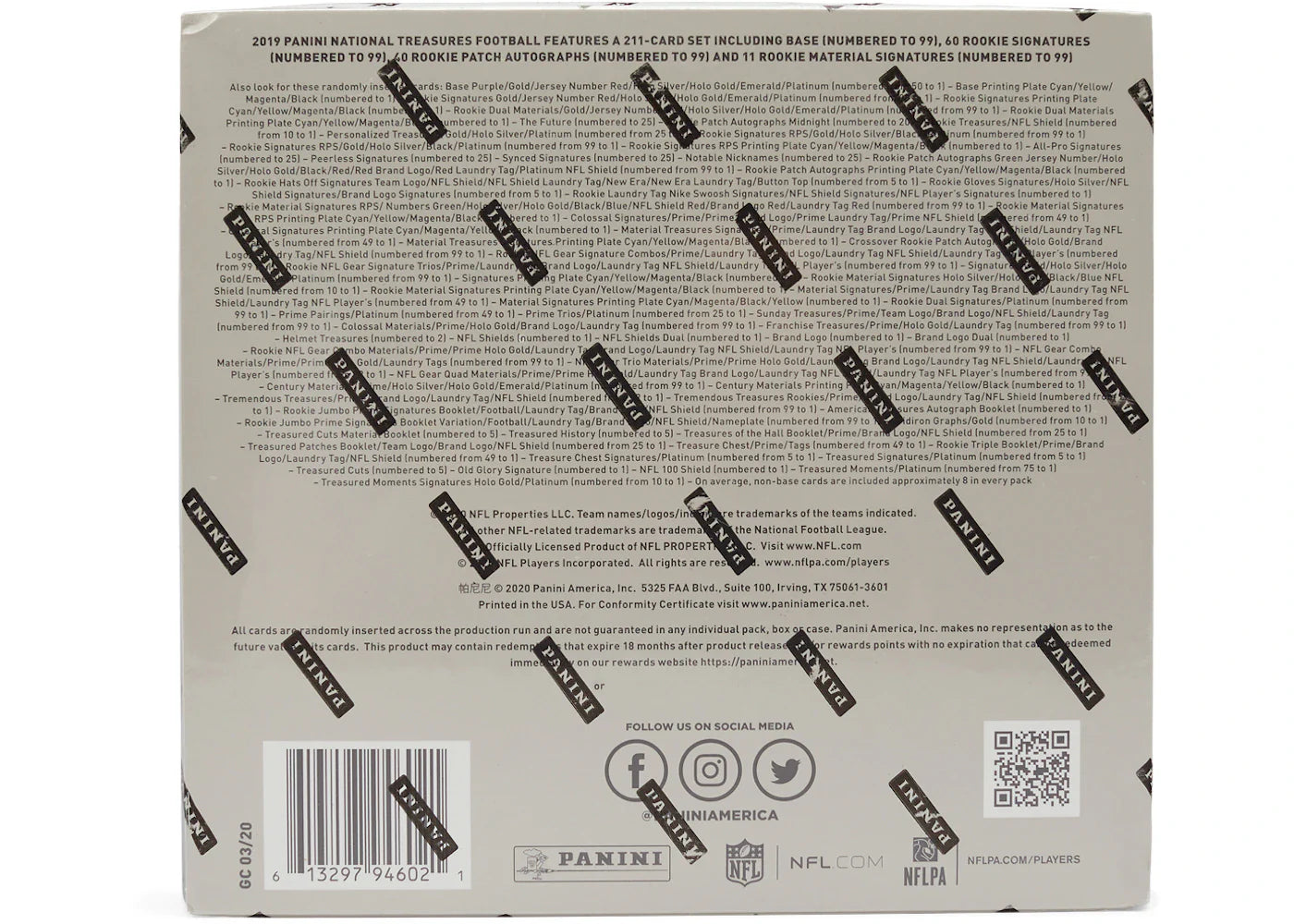 2019 Panini National Treasures Football Hobby Box
