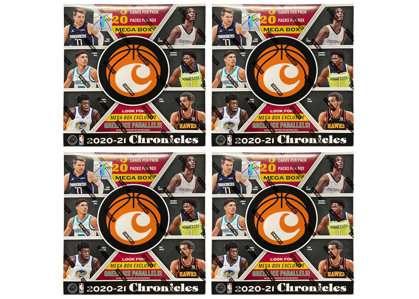 2020-21 Panini Chronicles Basketball Fanatics Exclusive Mega Box (Green Ice Parallels) 4x Lot