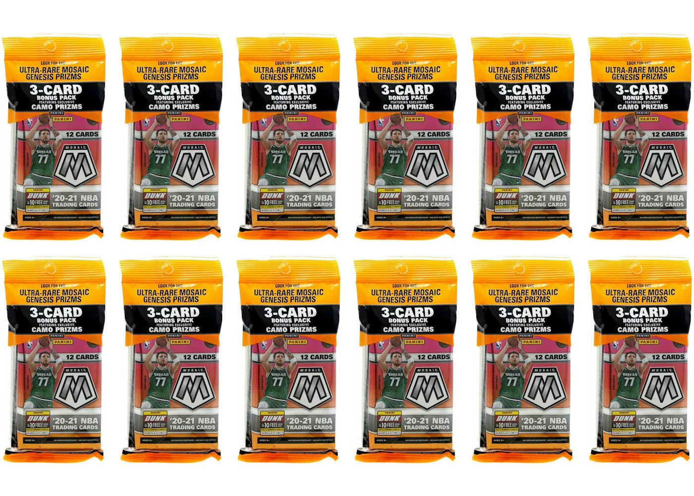 2020-21 Panini Mosaic Basketball Cello Pack 12x Lot