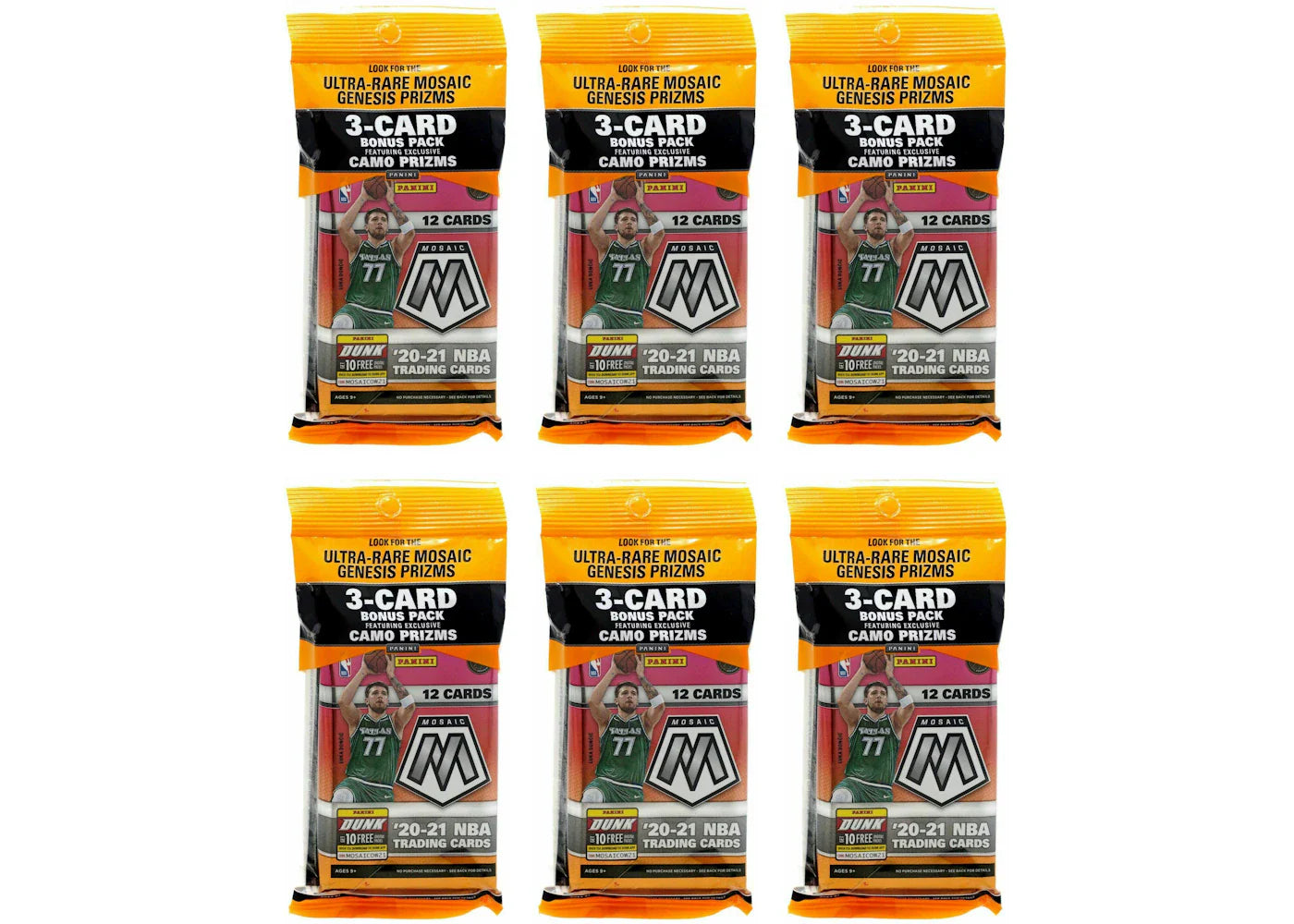 2020-21 Panini Mosaic Basketball Cello Pack 6x Lot