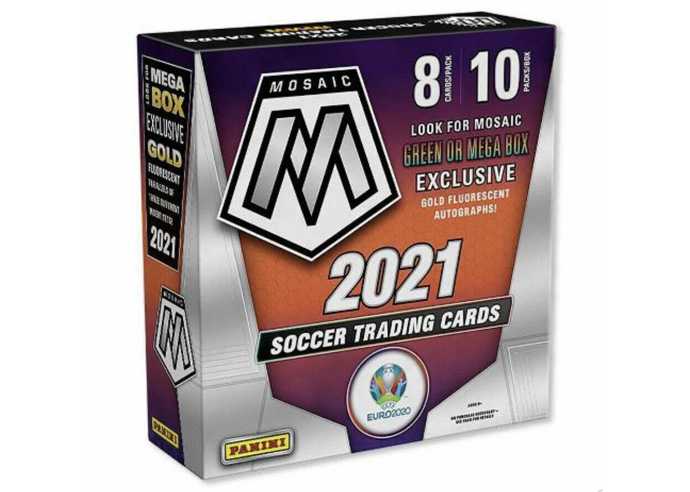 2020-21 Panini Mosaic UEFA Euro Soccer Mega Box (Gold Fluorescent Autographs)