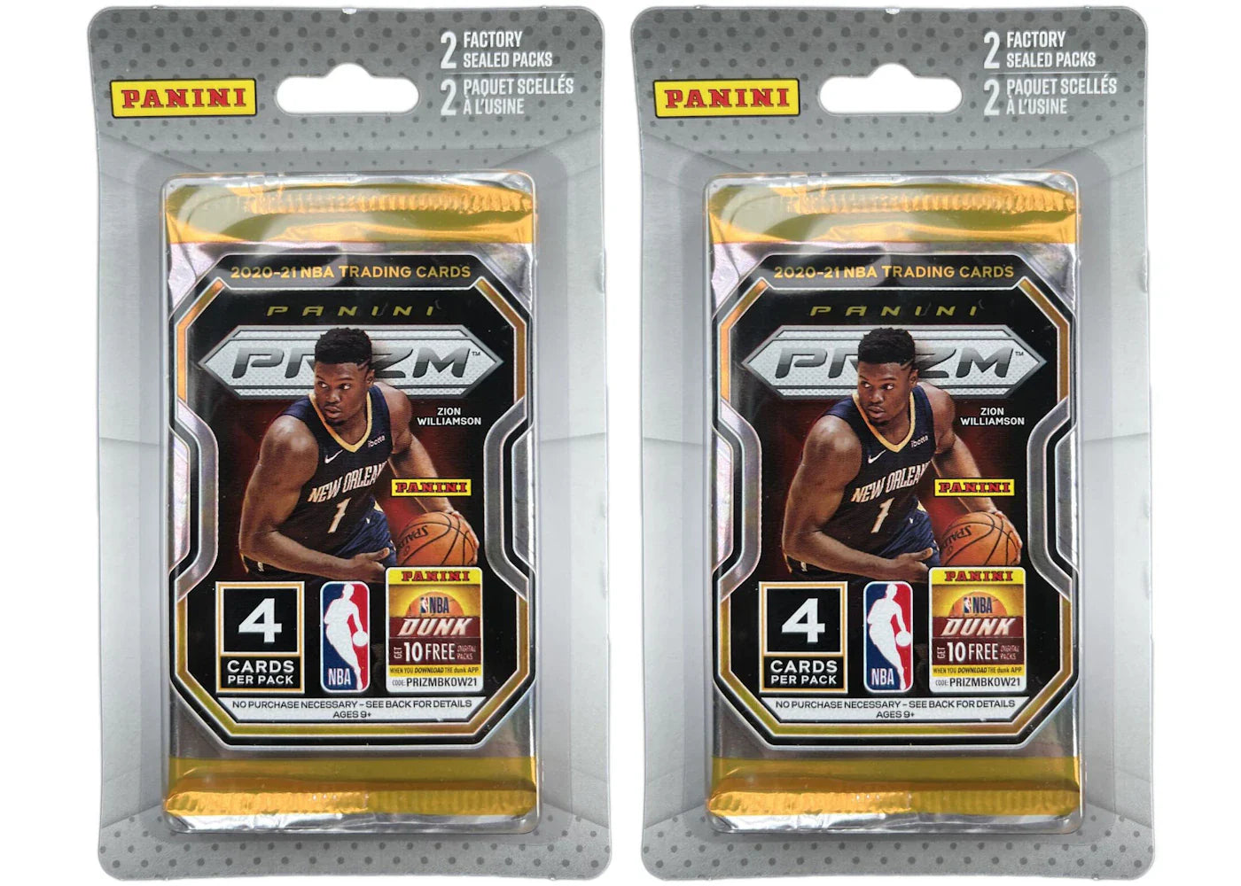 2020-21 Panini Prizm Basketball 2 Pack Blister 2x Lot