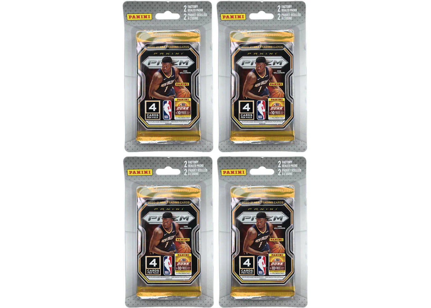 2020-21 Panini Prizm Basketball 2 Pack Blister 4x Lot