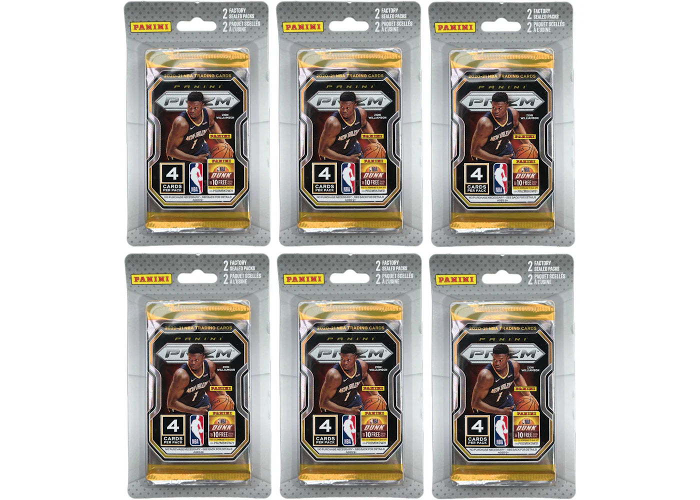 2020-21 Panini Prizm Basketball 2 Pack Blister 6x Lot