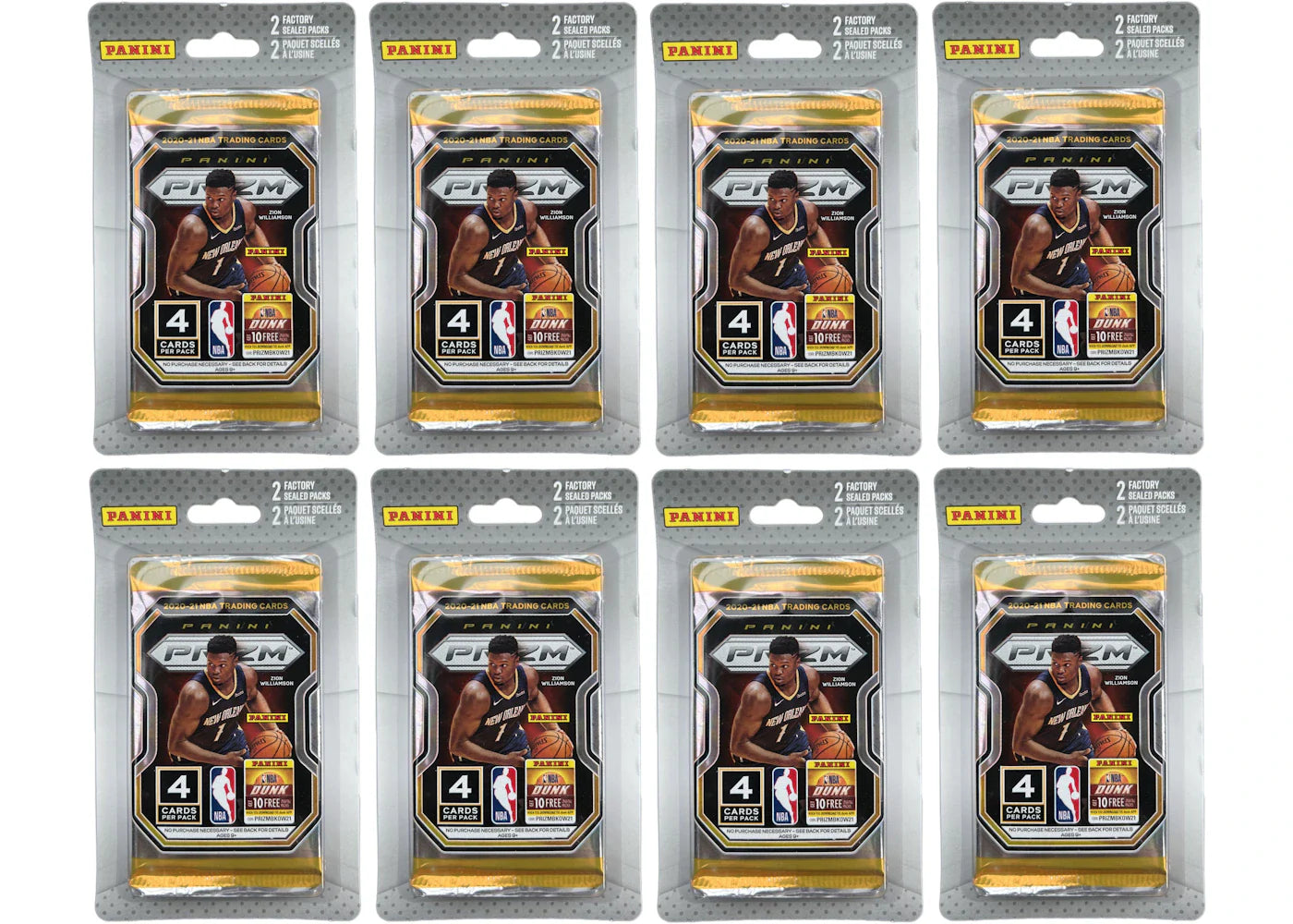2020-21 Panini Prizm Basketball 2 Pack Blister 8x Lot
