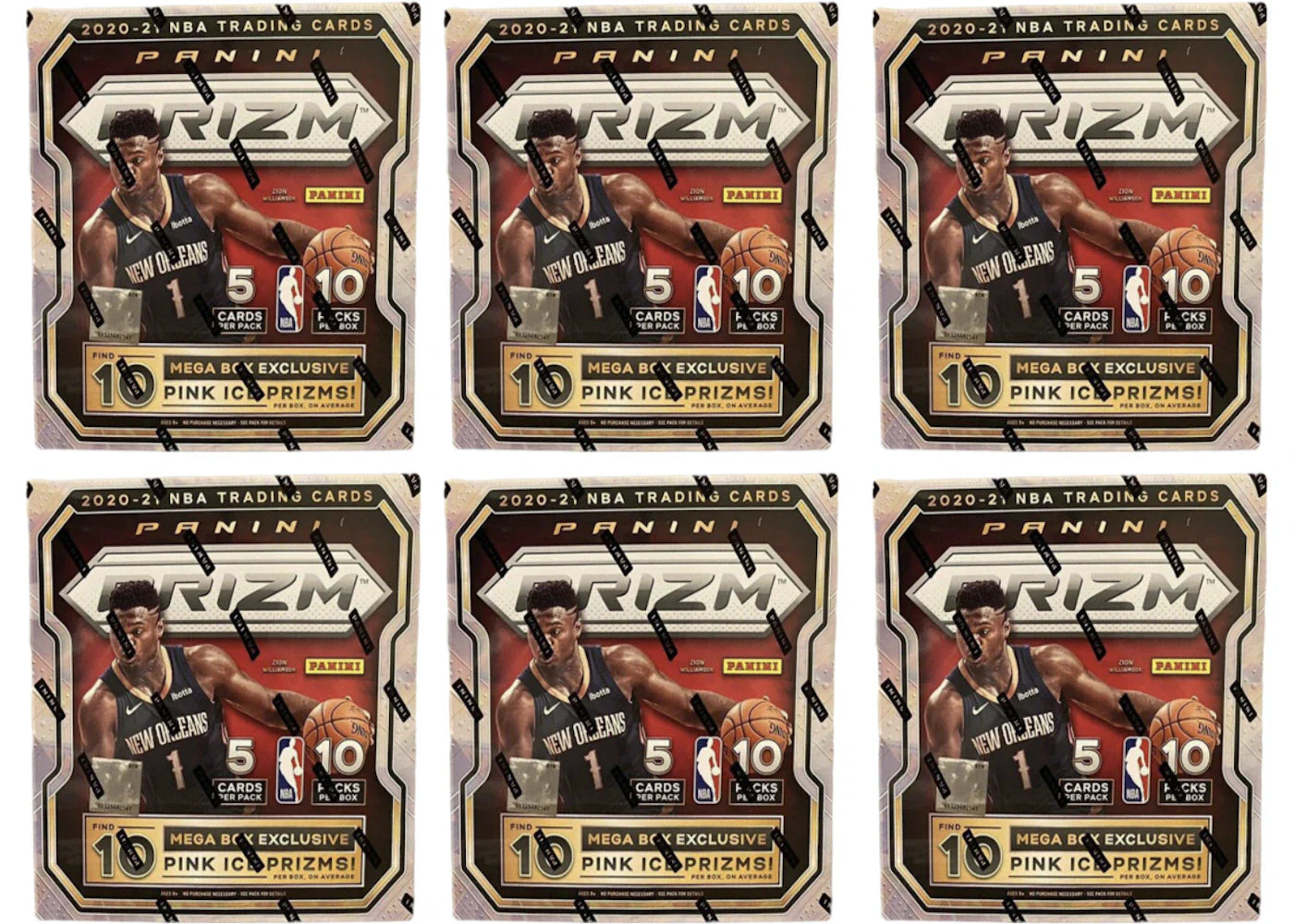 2020-21 Panini Prizm Basketball Mega Box (Pink Ice Prizms) 6x Lot
