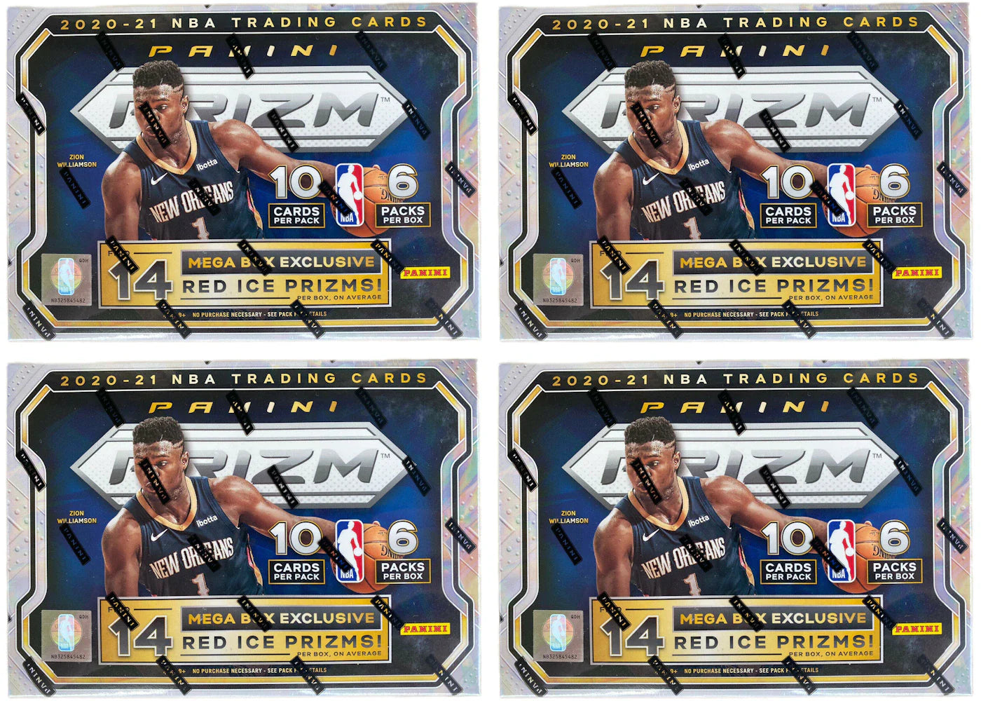 2020-21 Panini Prizm Basketball Mega Box (Red Ice Prizms) 4x Lot (Red or Blue Box)