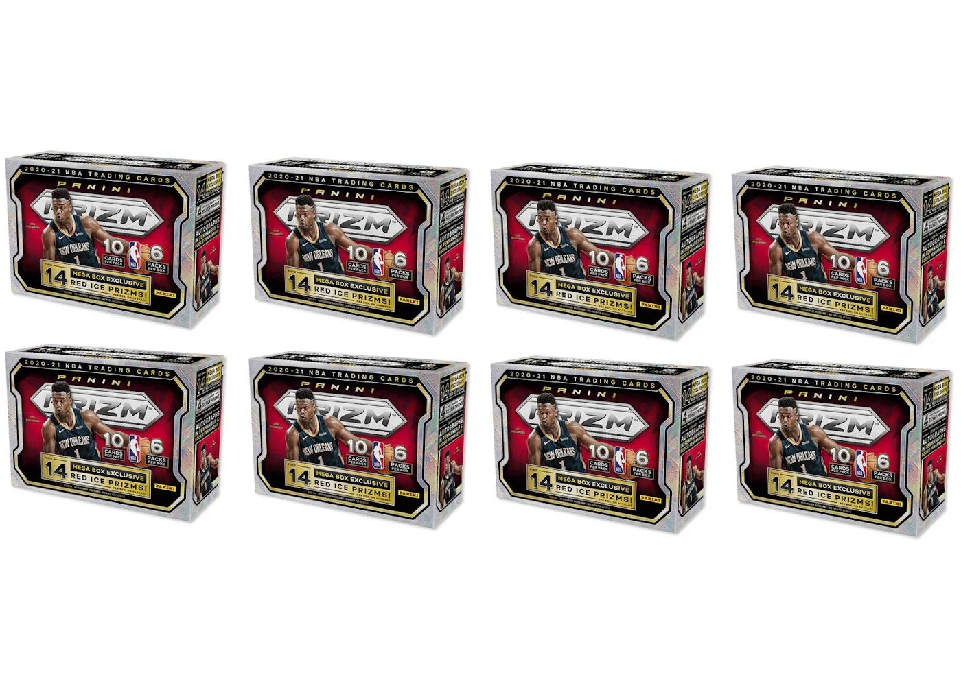 2020-21 Panini Prizm Basketball Mega Box (Red Ice Prizms) 8x Lot (Red or Blue Box)