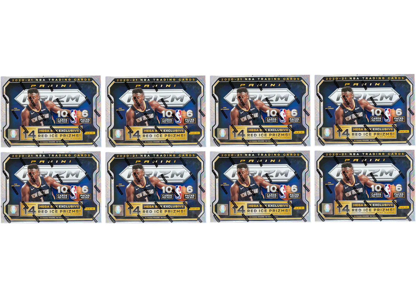 2020-21 Panini Prizm Basketball Mega Box (Red Ice Prizms) 8x Lot (Red or Blue Box)