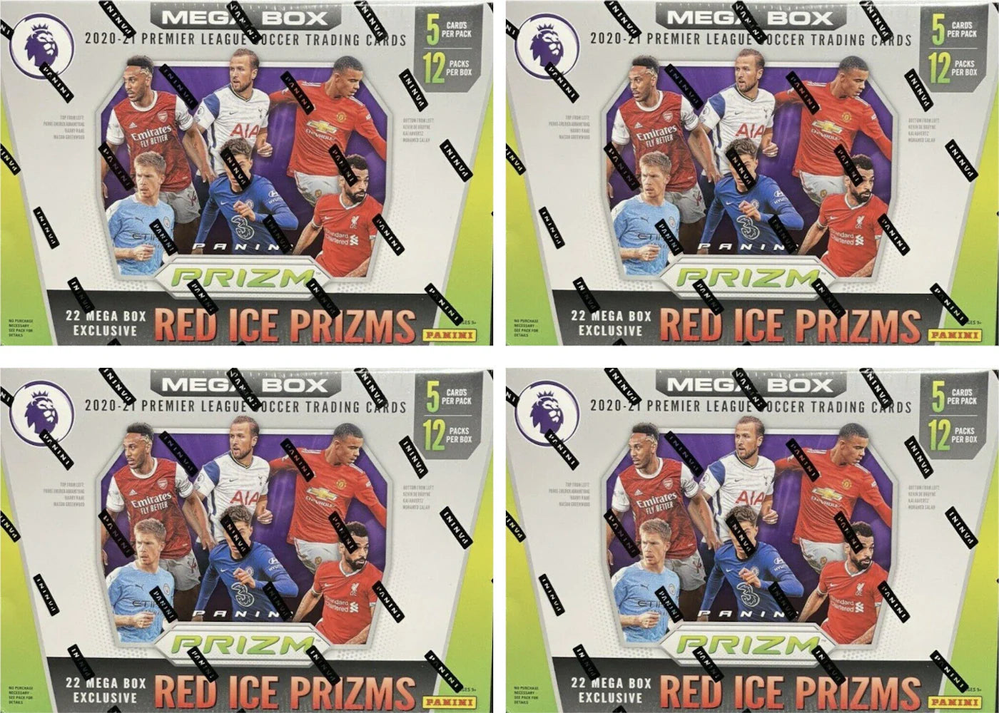 2020-21 Panini Prizm Premier League Soccer Mega Box (Red Ice Prizms) 4x Lot