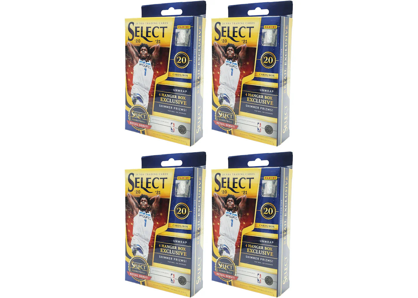 2020-21 Panini Select Basketball Hanger Box (Shimmer Prizms) 4x Lot
