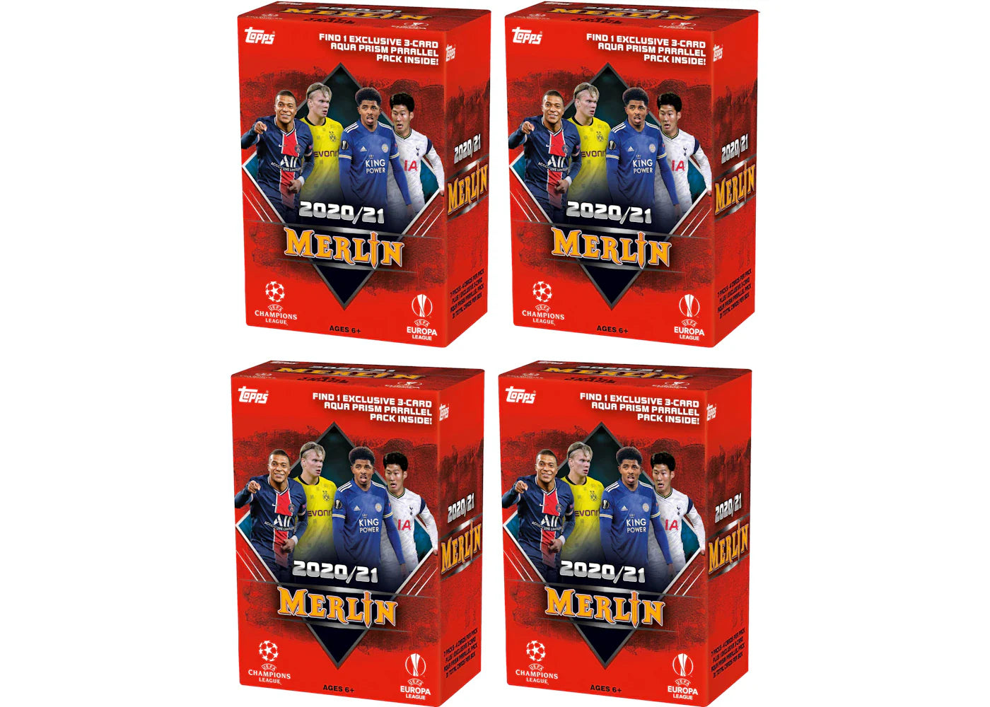 2020-21 Topps Merlin Collection Chrome UEFA Champions League Soccer Blaster Box 4x Lot