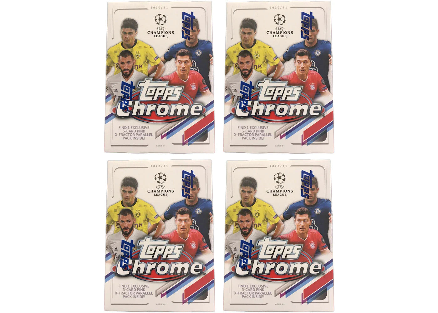 2020-21 Topps Chrome UEFA Champions League Soccer Blaster Box 4x Lot
