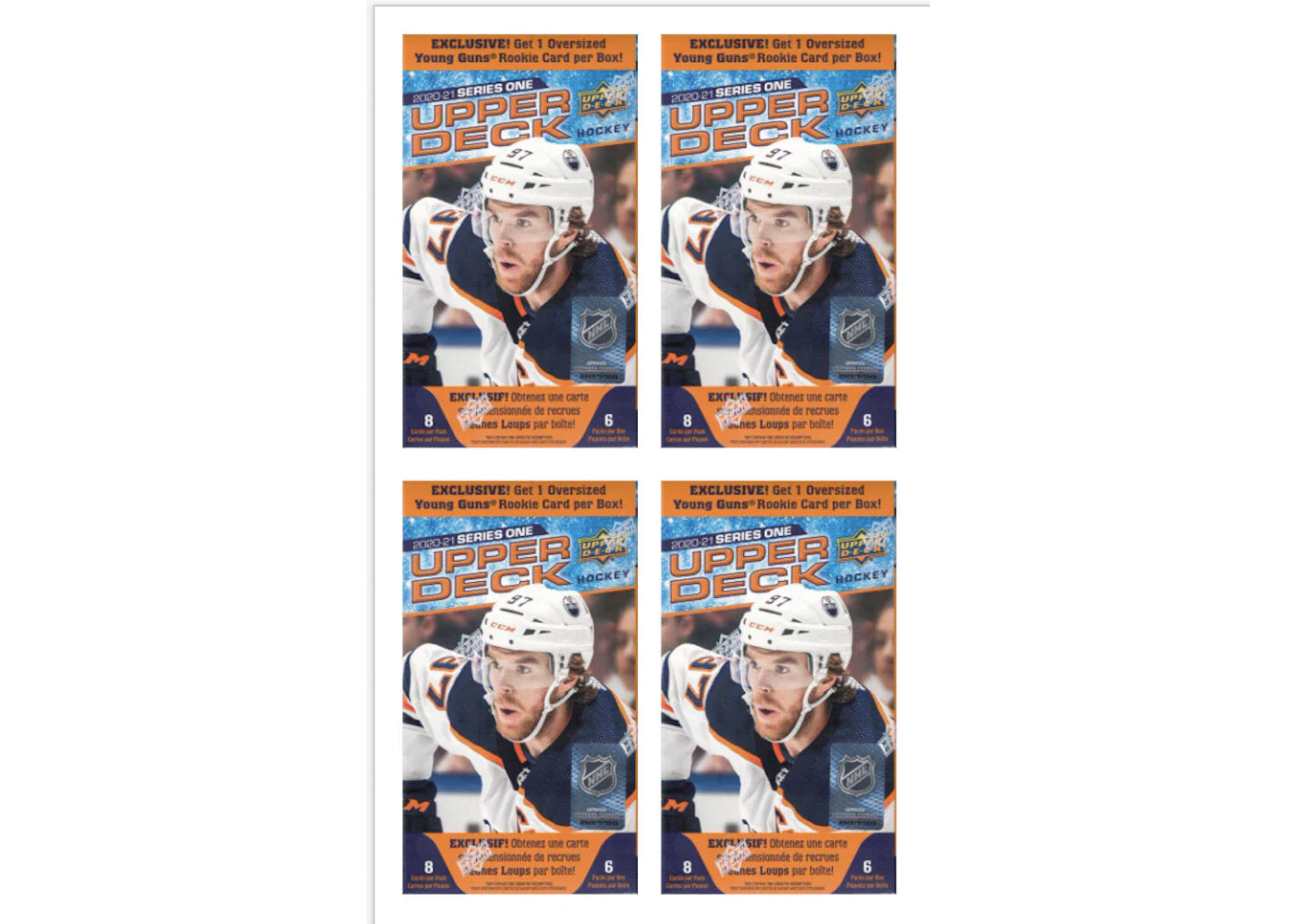 2020-21 Upper Deck Series One Blaster Box Oversized Young Guns 4x Lot