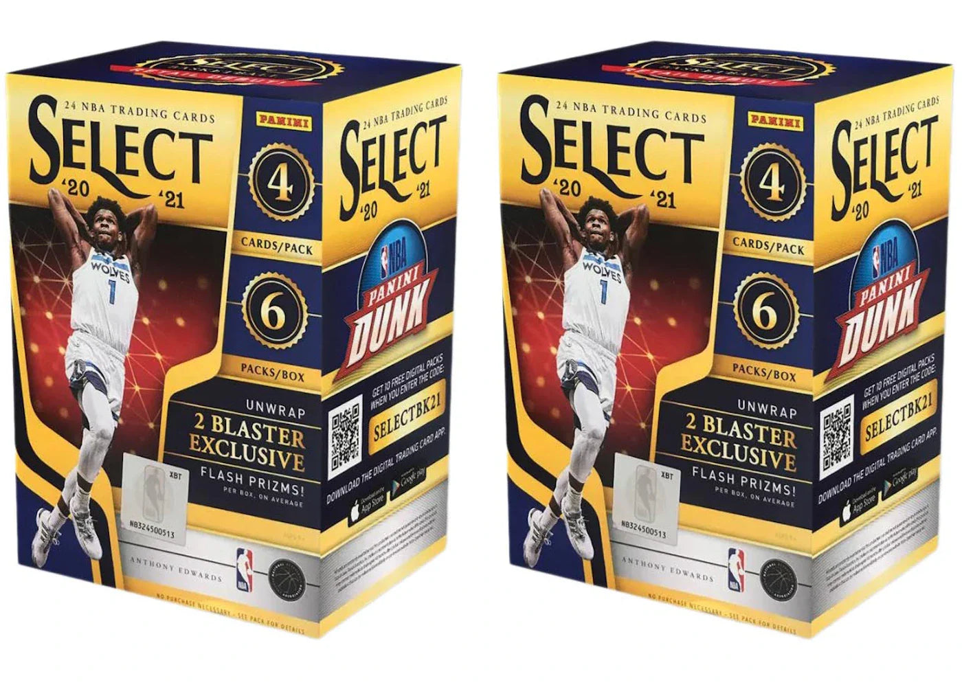 2020-21 Panini Select Basketball Blaster Box (Flash Prizms) 2x Lot