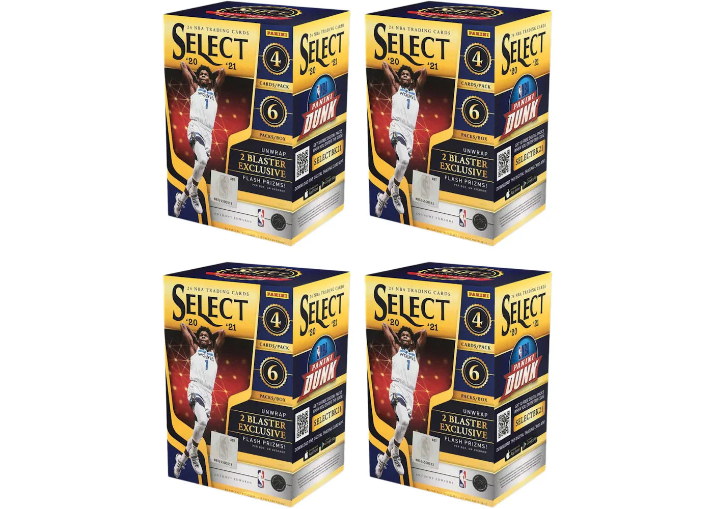 2020-21 Panini Select Basketball Blaster Box (Flash Prizms) 4x Lot