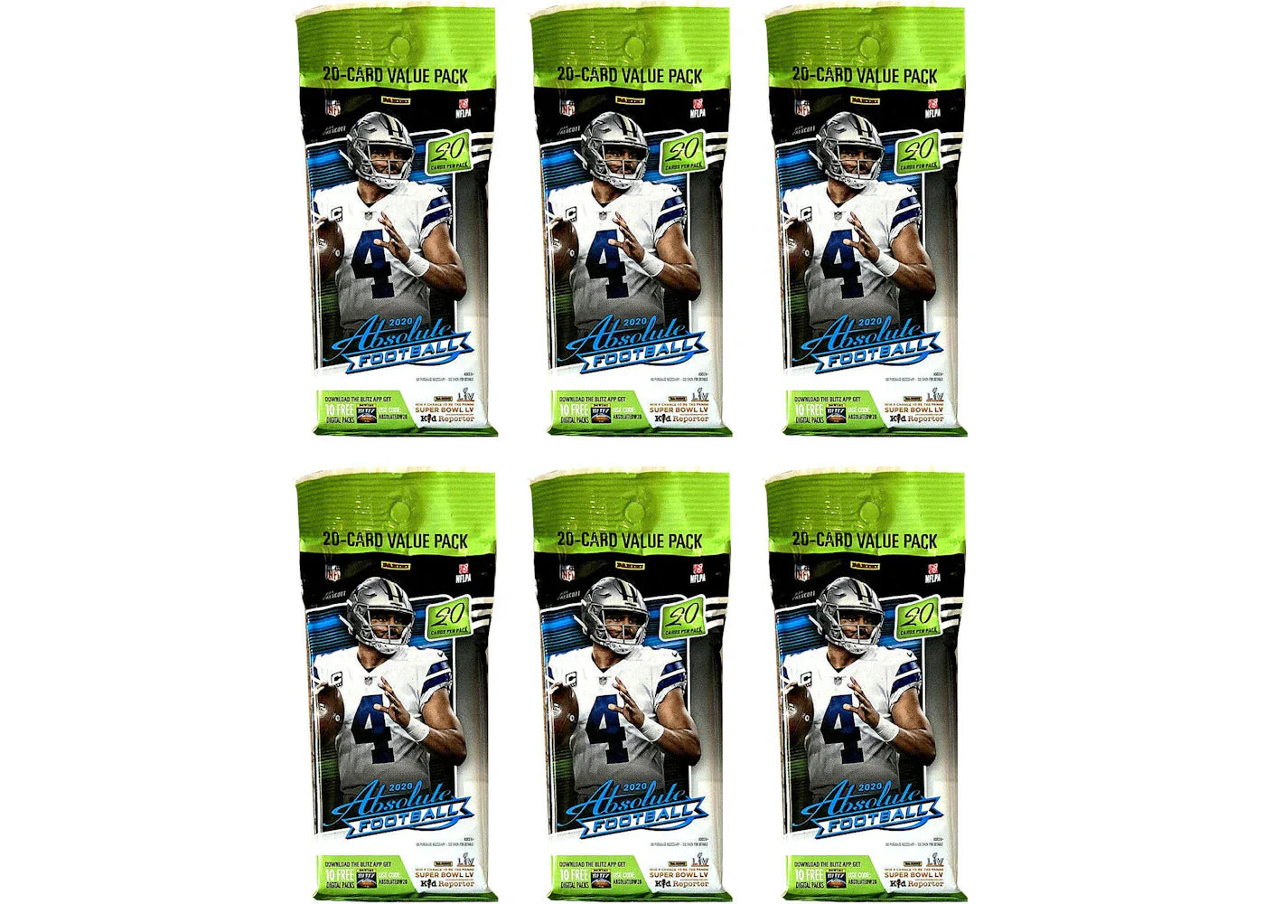 2020 Panini Absolute Football Fat Pack 6x Lot