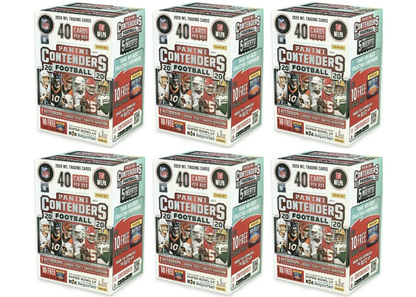 2020 Panini Contenders Football Blaster Box (5 Packs) 6x Lot