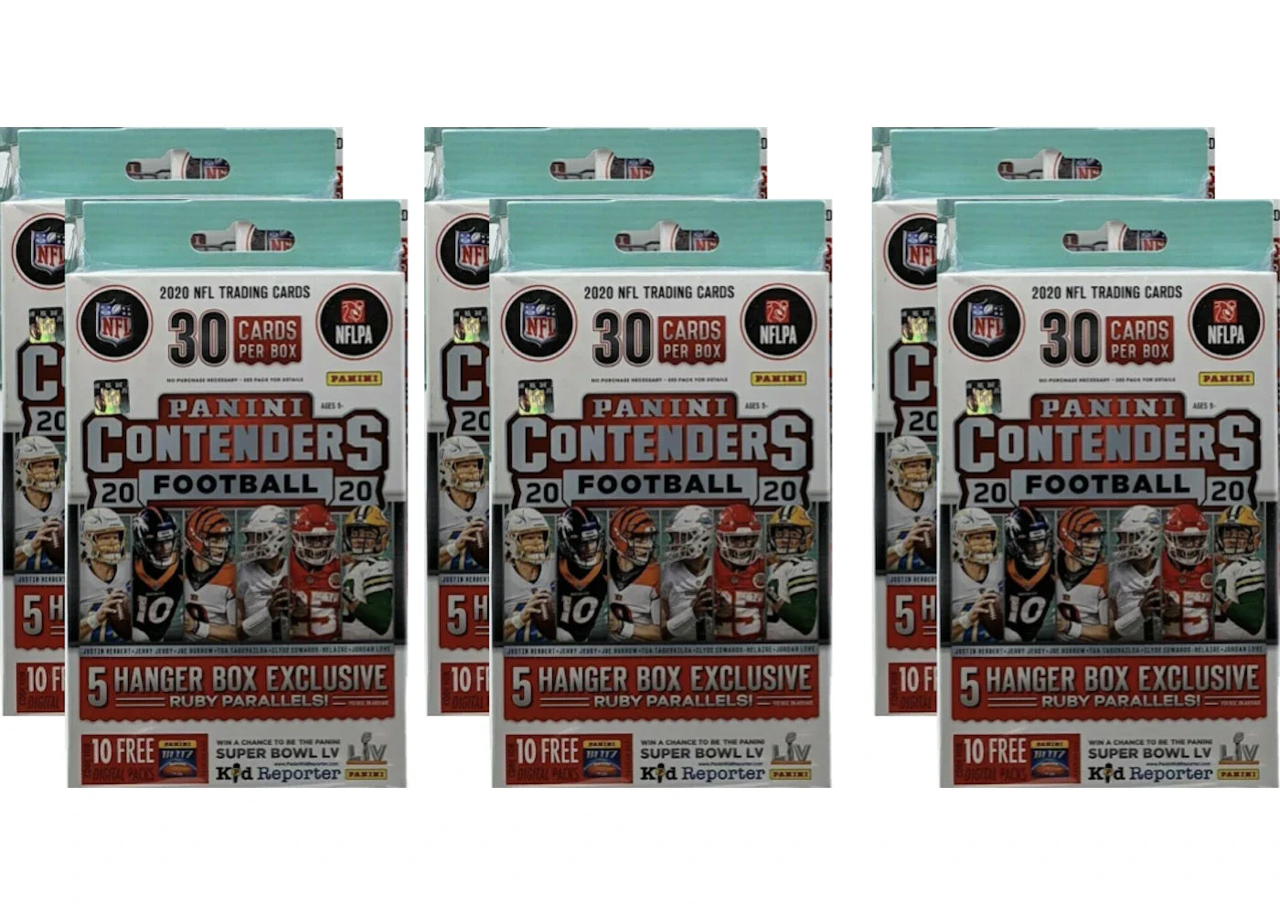 2020 Panini Contenders Football Hanger Box (30 cards) 6x Lot