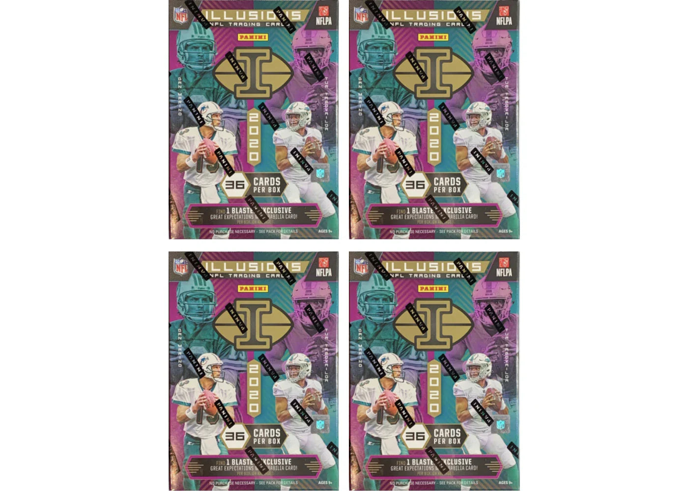 2020 Panini Illusions Football Blaster Box 4x Lot 36 ct.