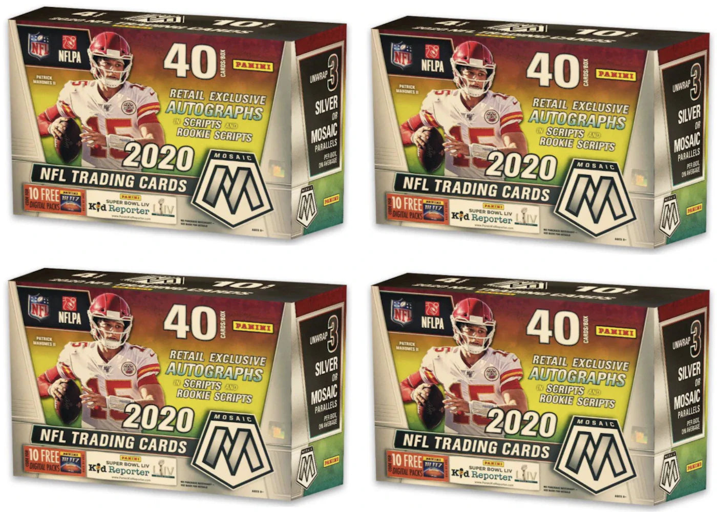 2020 Panini Mosaic Football 40 ct. Mega Box 4x Lot