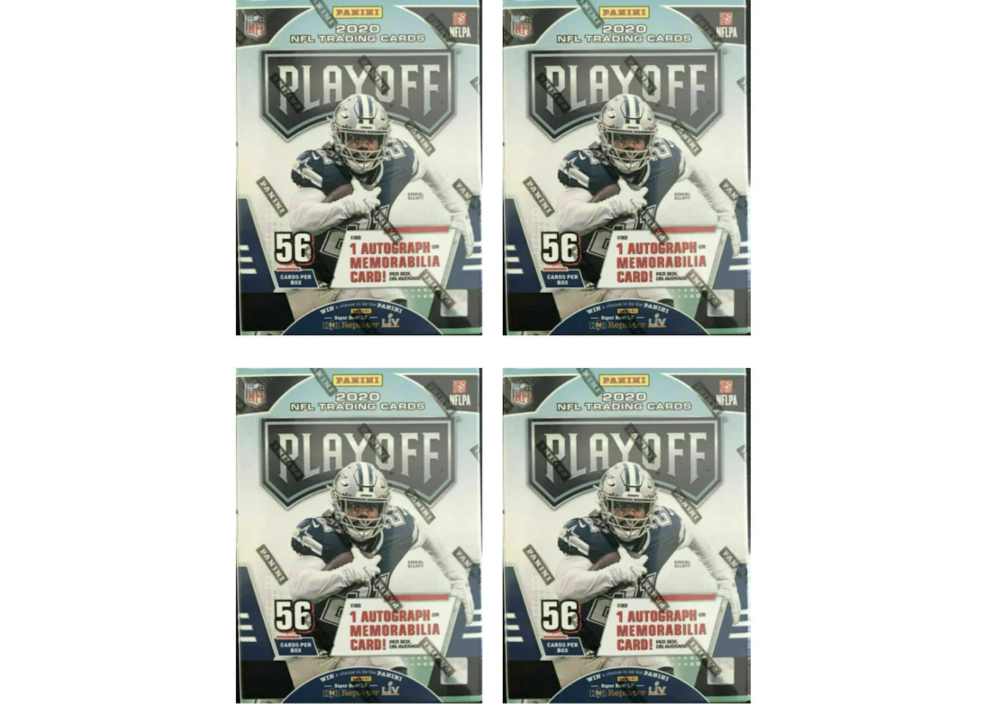 2020 Panini Playoff Football Blaster Box 4x Lot 56 ct.