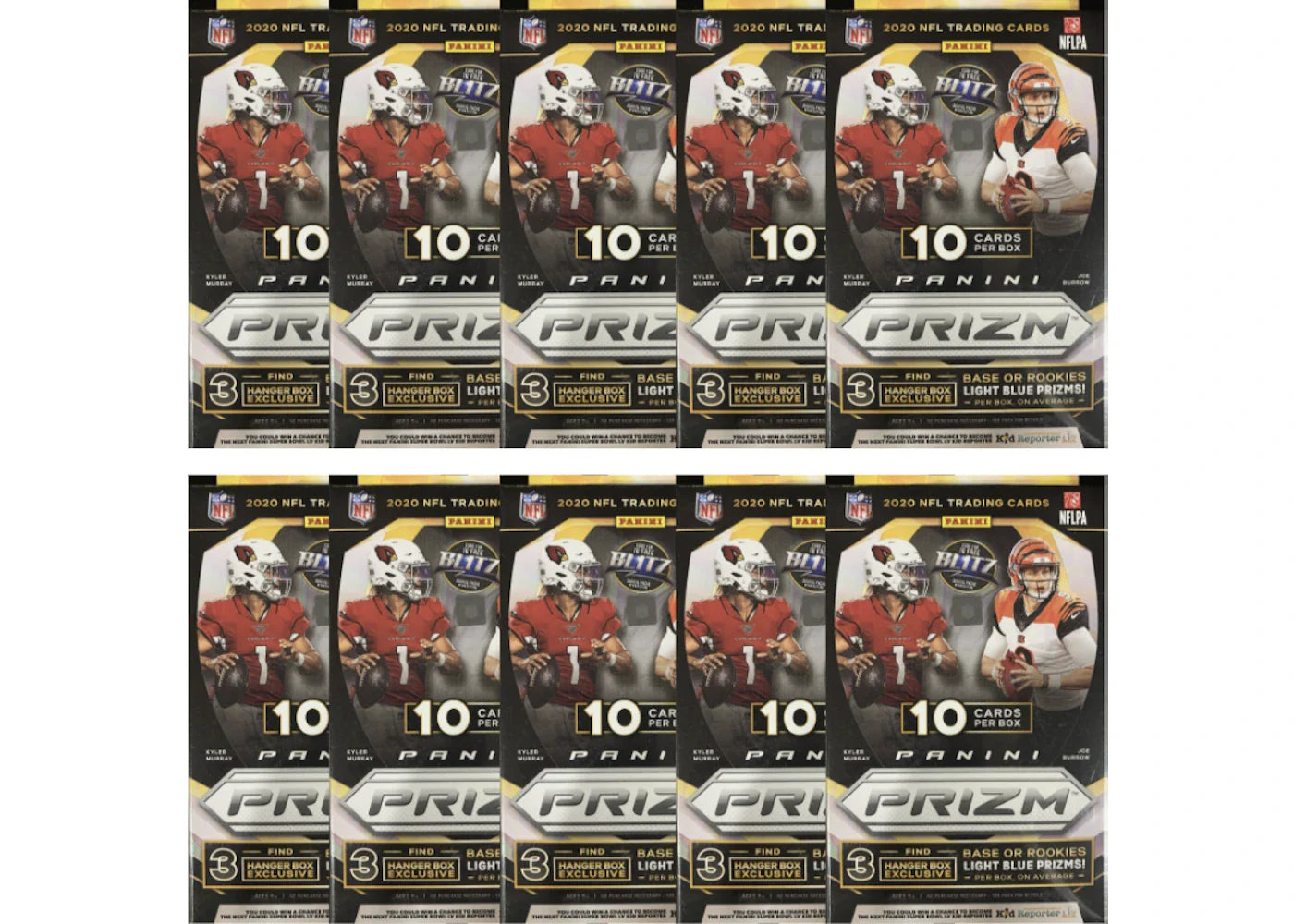 2020 Panini Prizm Football Hanger Box  10 ct Light Blue 10x Lot