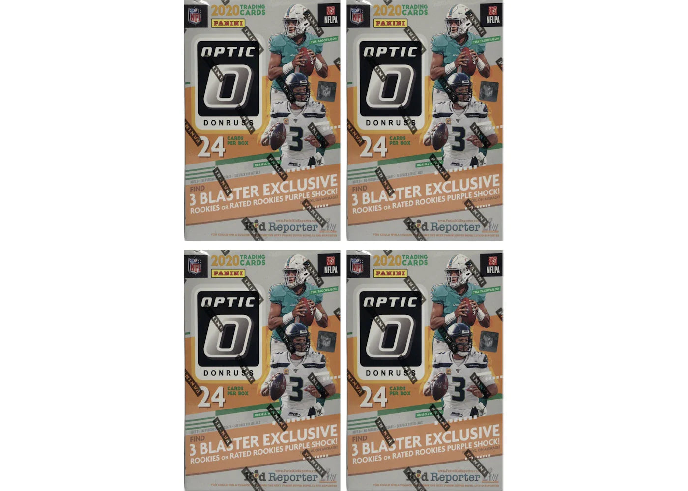 2020 Panini Donruss Optic Football Blaster Box (Purple Shock Parallels) 4x Lot