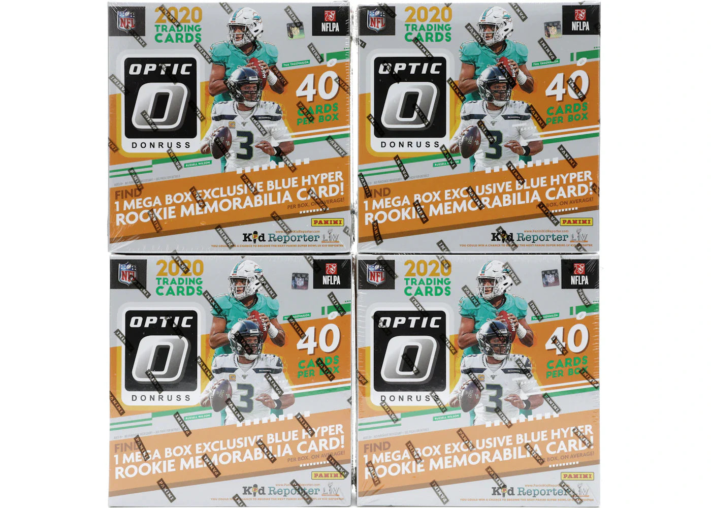 2020 Panini Donruss Optic Football Mega Box (Blue Hyper Parallels) 4x Lot
