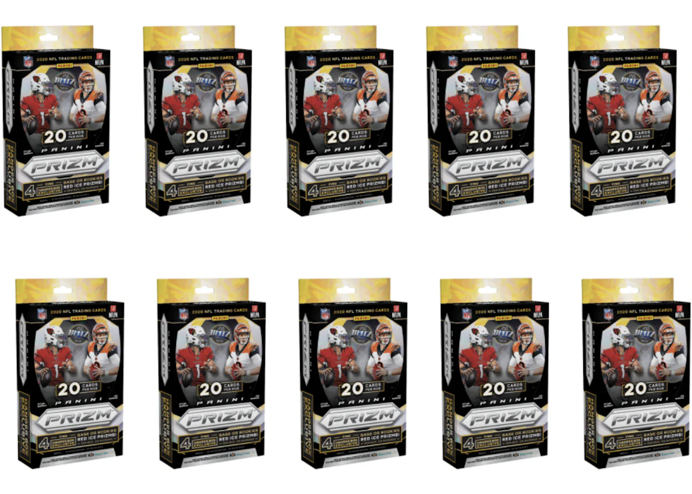 2020 Panini Prizm Football Hanger Box 20 ct Red Ice 10x Lot