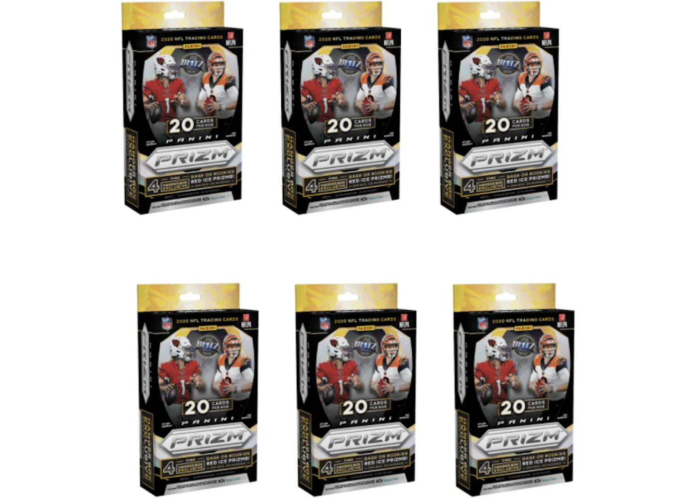 2020 Panini Prizm Football Hanger Box 20 ct Red Ice 6x Lot