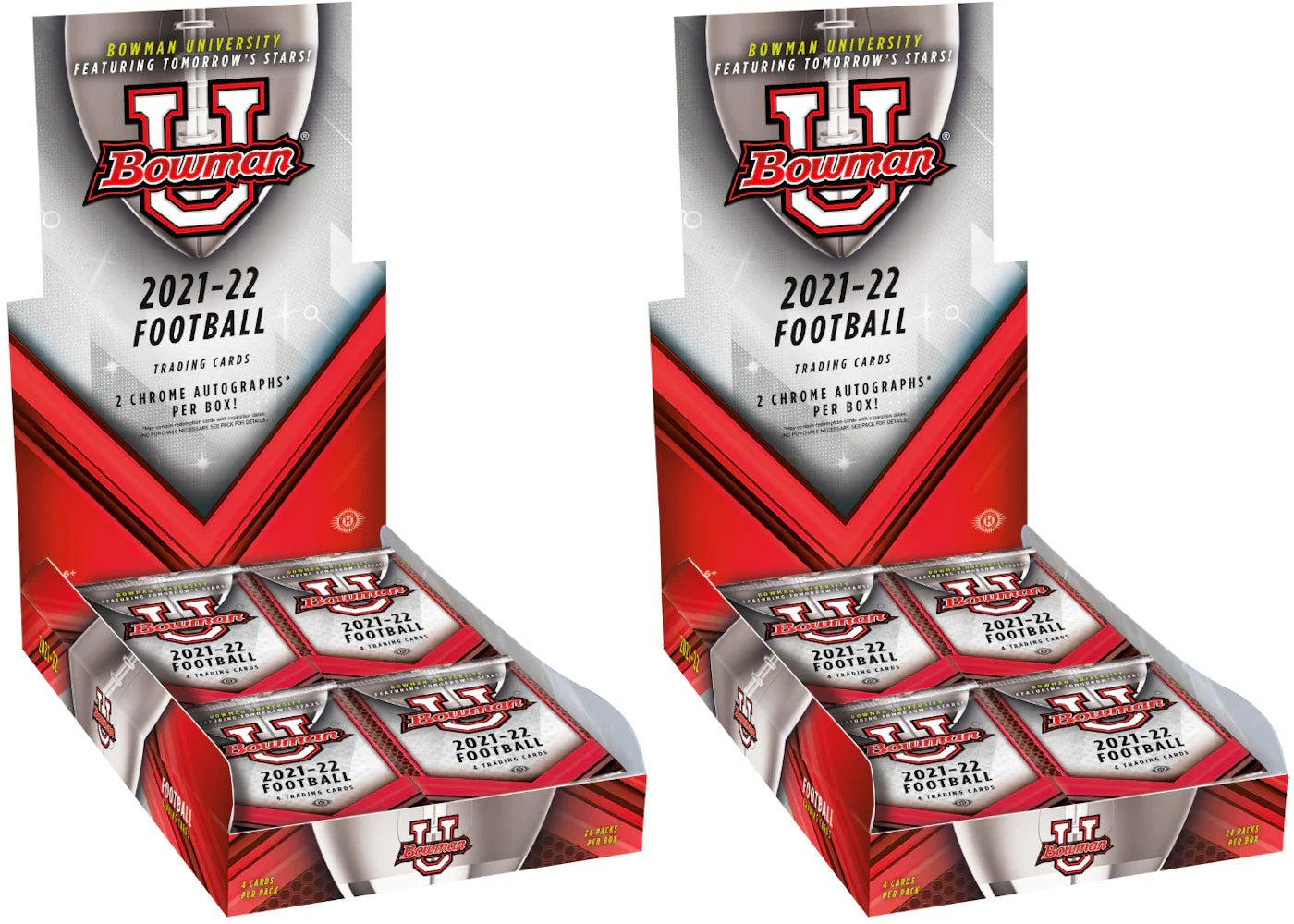 2021-22 Bowman Chrome University Football Hobby Box 2x Lot