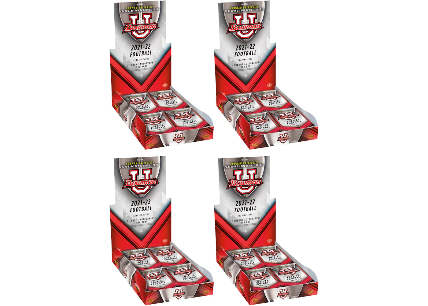 2021-22 Bowman Chrome University Football Hobby Box 4x Lot