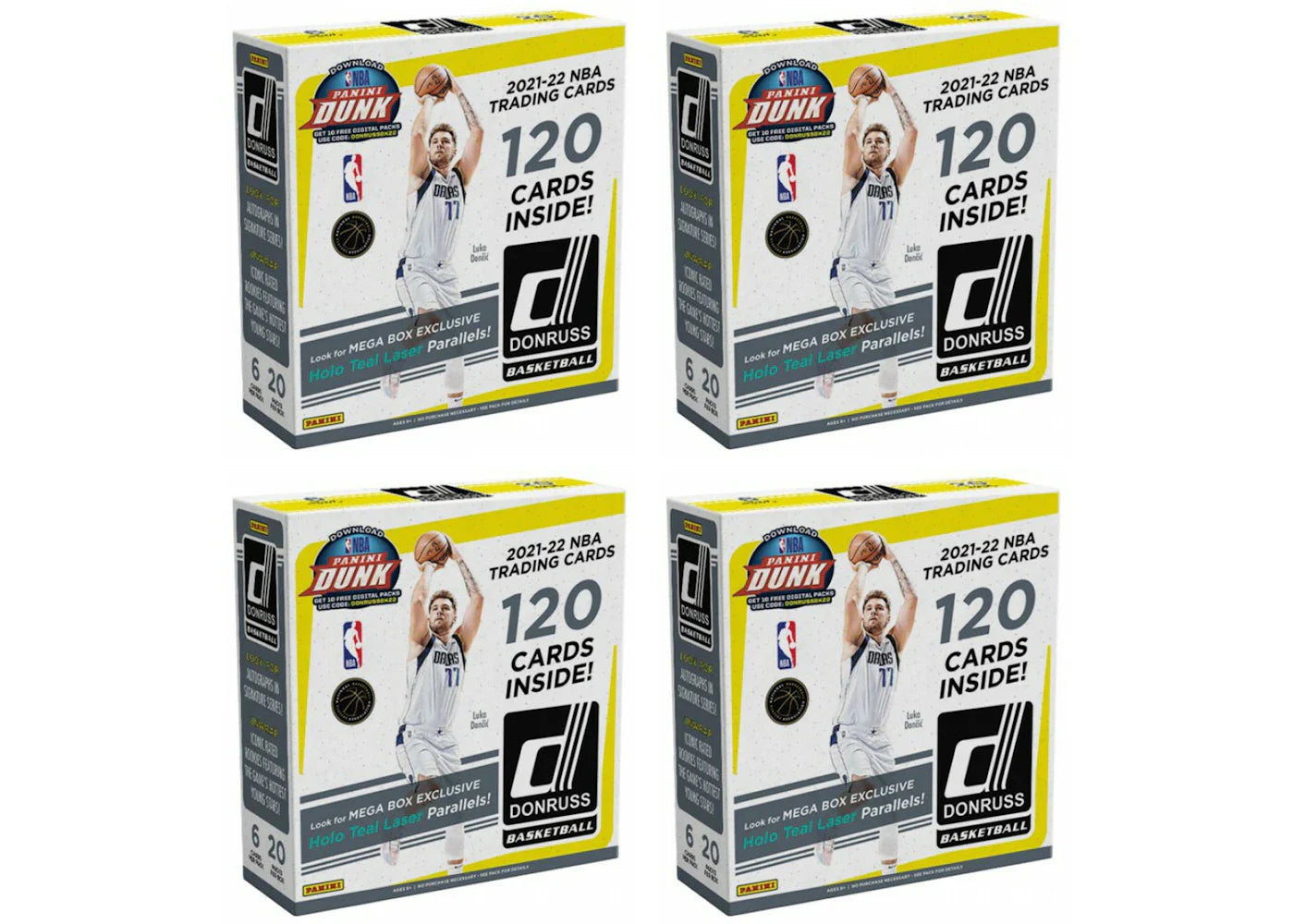 2021-22 Panini Donruss Basketball Mega Box (Holo Teal Laser Parallels) 4x Lot