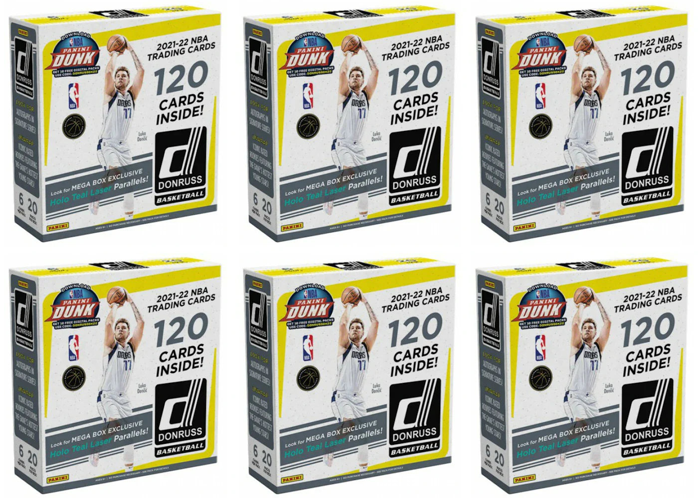 2021-22 Panini Donruss Basketball Mega Box (Holo Teal Laser Parallels) 6x Lot