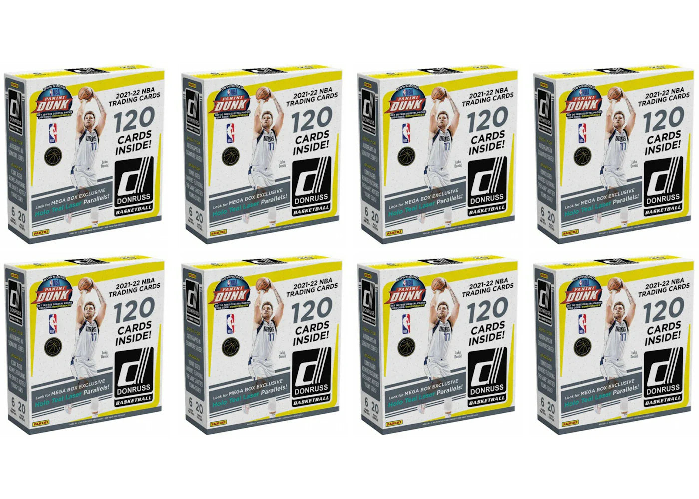 2021-22 Panini Donruss Basketball Mega Box (Holo Teal Laser Parallels) 8x Lot