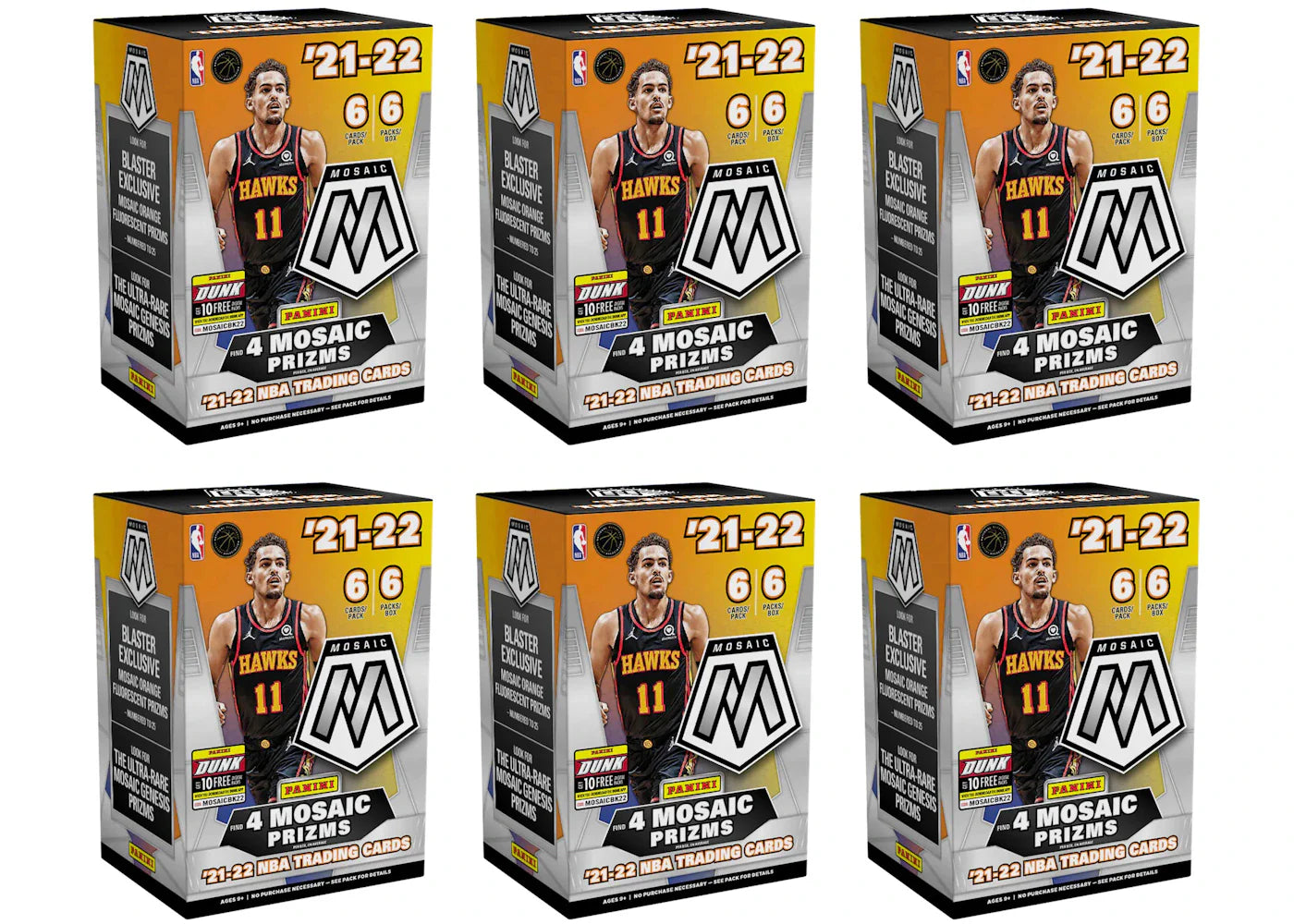 2021-22 Panini Mosaic Basketball Blaster Box 6x Lot