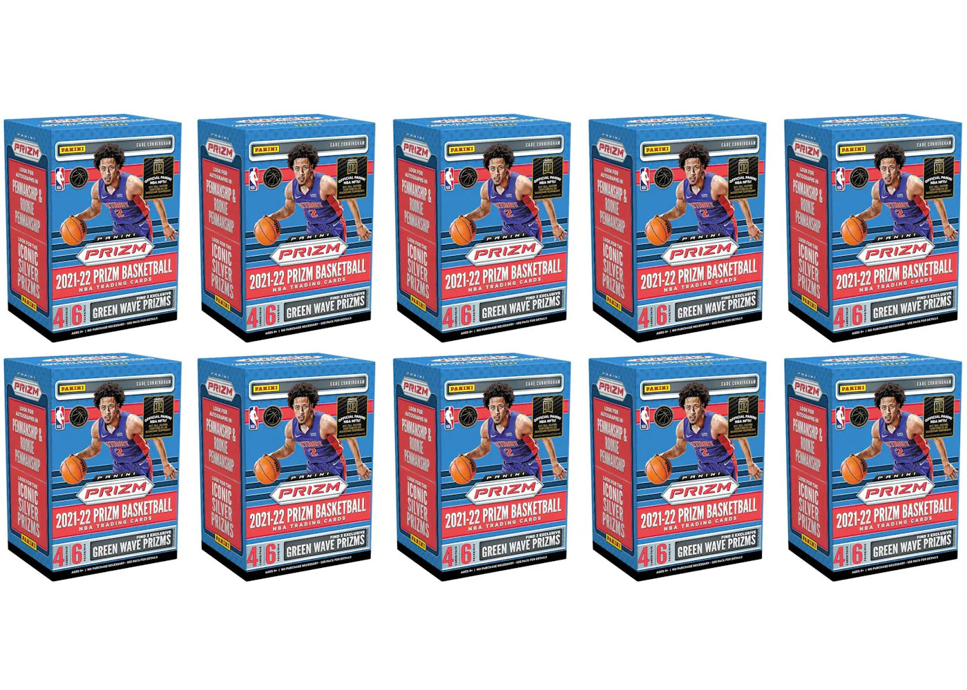 2021-22 Panini Prizm Basketball Fanatics Exclusive Blaster Box (Green Wave Prizms) 10x Lot