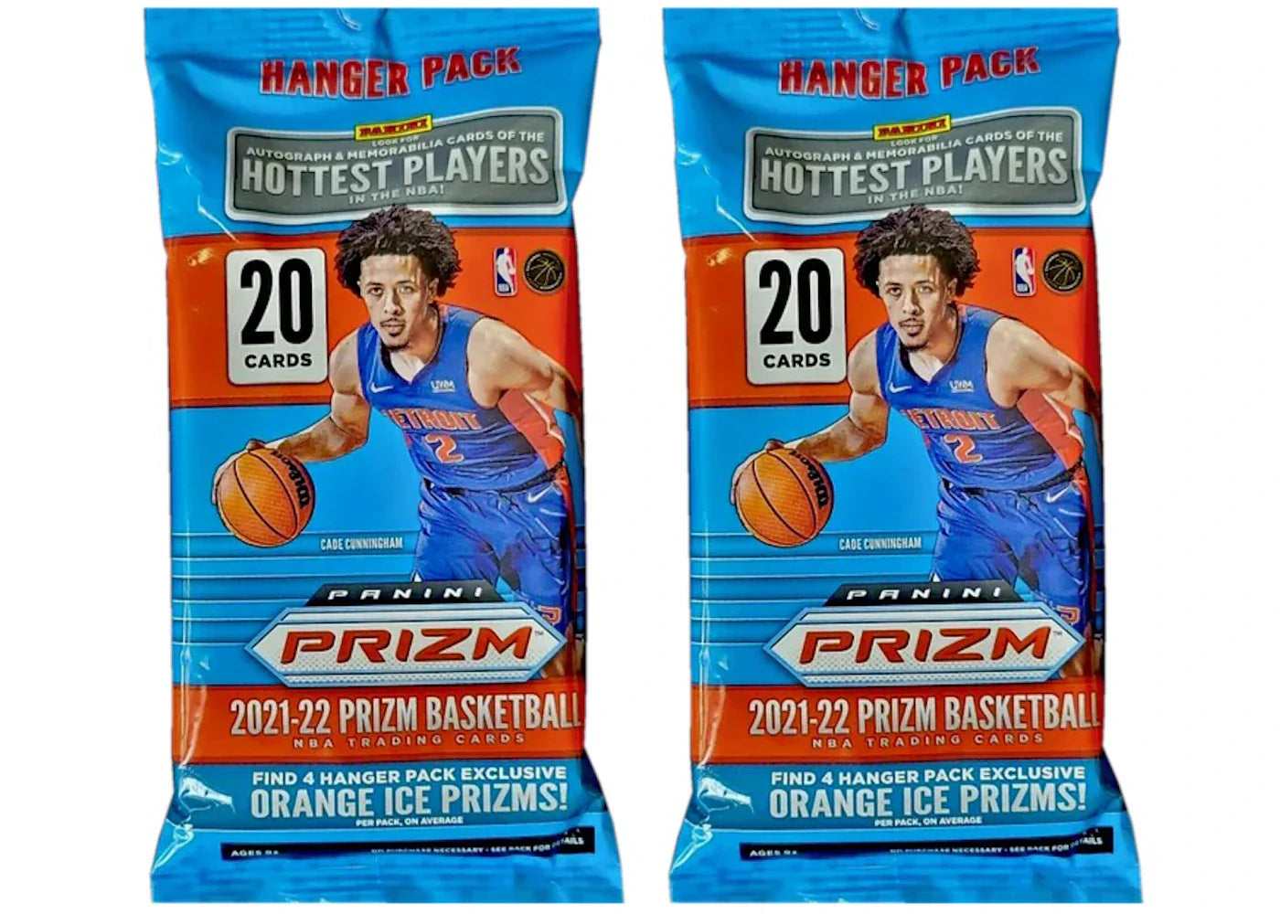 2021-22 Panini Prizm Basketball Hanger Pack (Orange Ice Prizms) 2x Lot