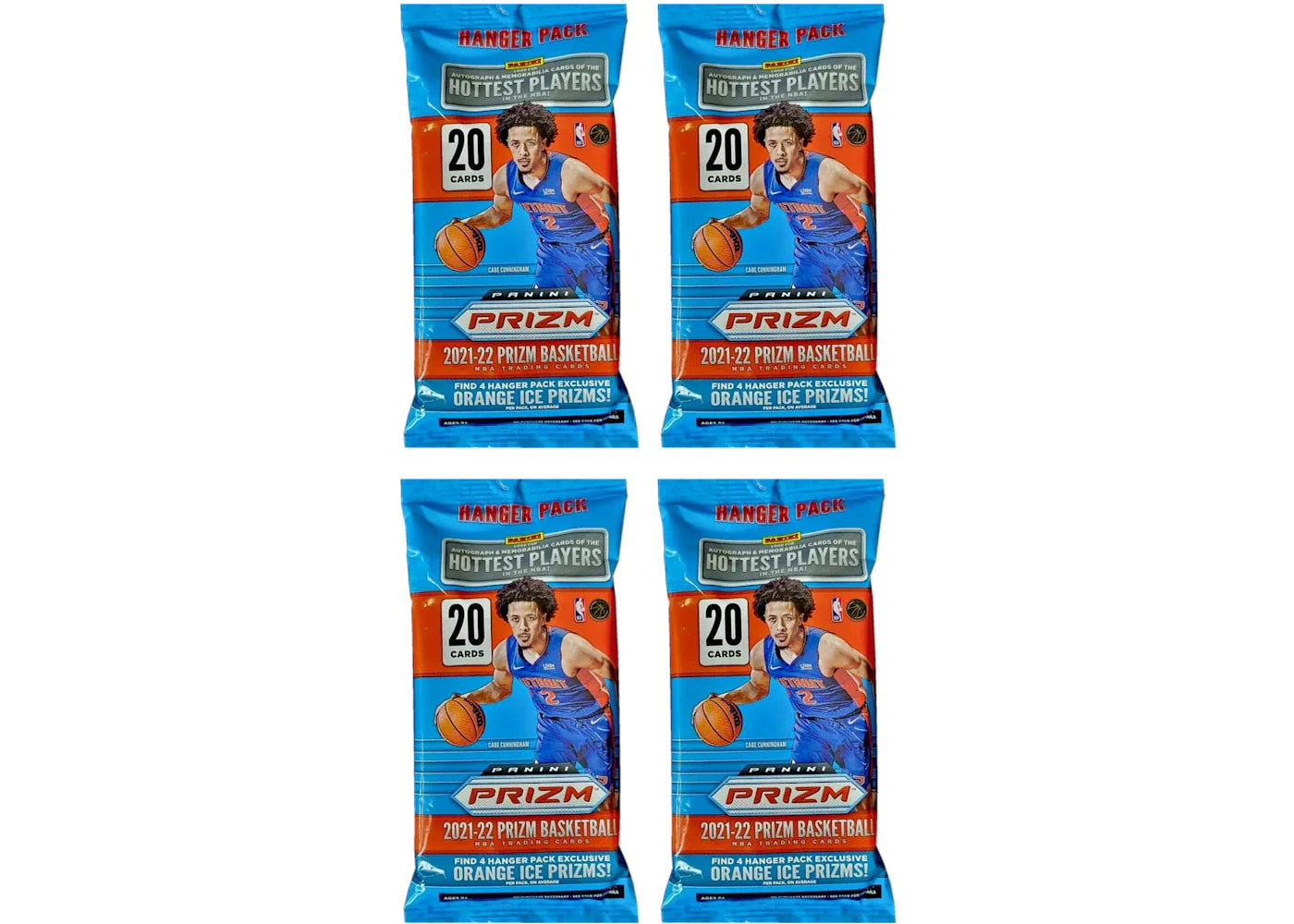 2021-22 Panini Prizm Basketball Hanger Pack (Orange Ice Prizms) 4x Lot