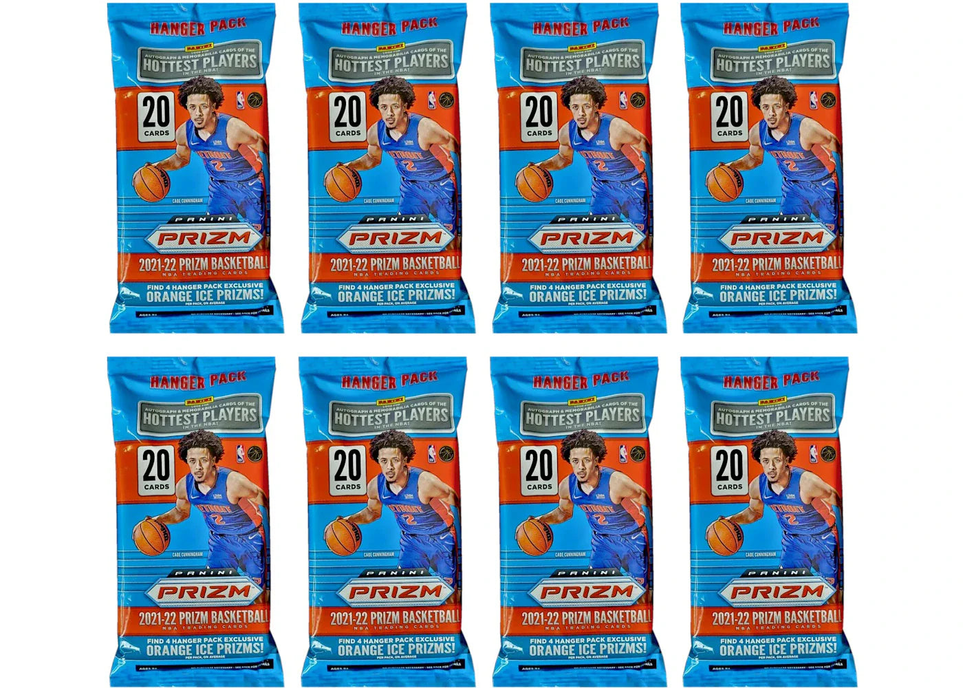 2021-22 Panini Prizm Basketball Hanger Pack (Orange Ice Prizms) 8x Lot