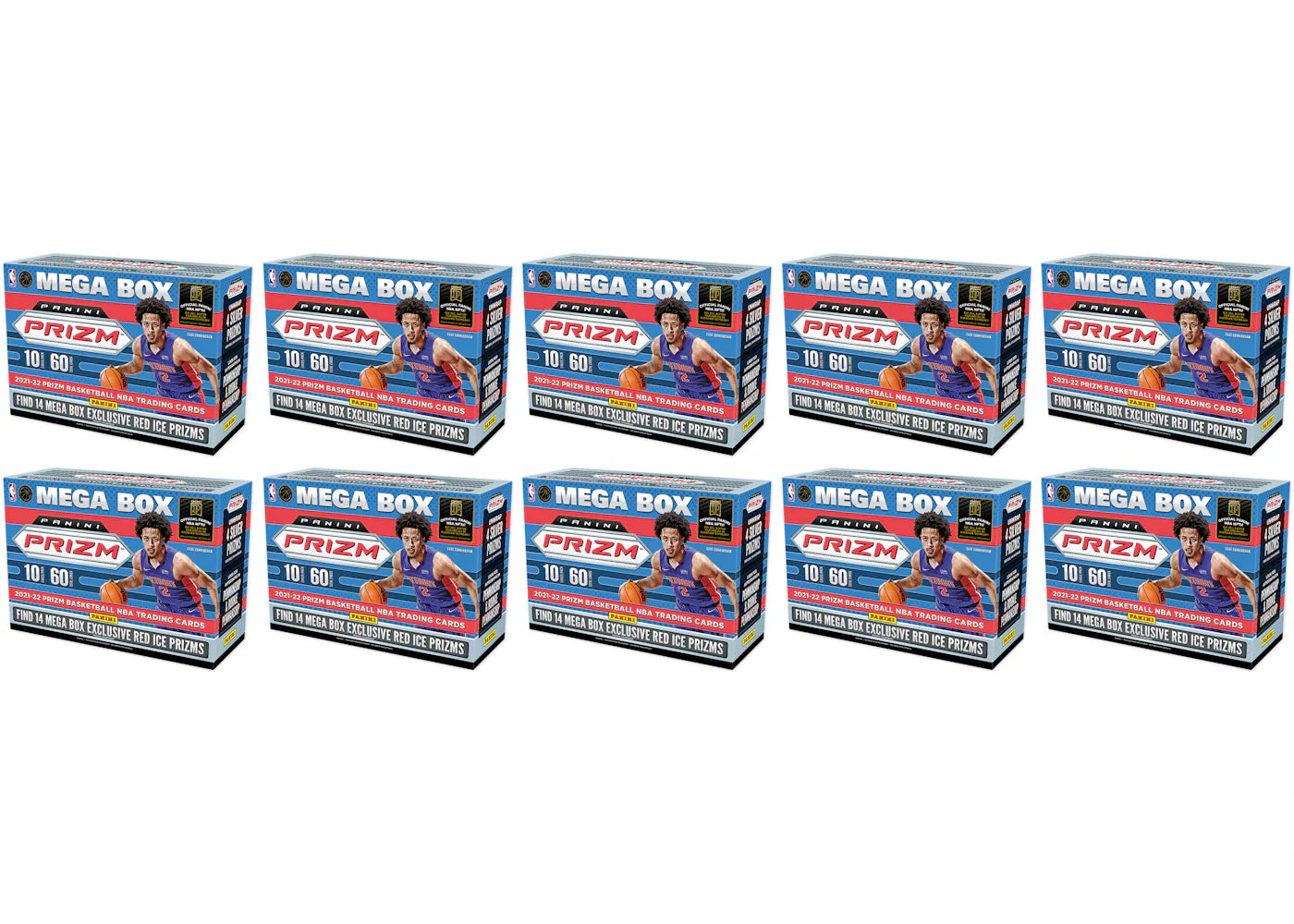 2021-22 Panini Prizm Basketball Mega Box (Red Ice Prizms) 10x Lot