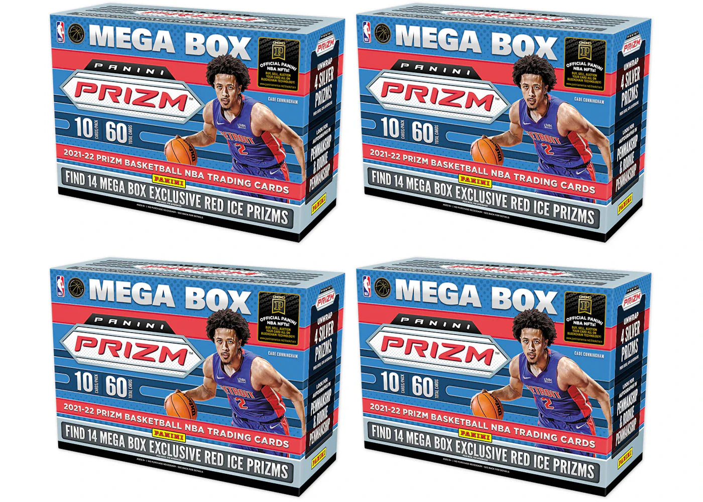 2021-22 Panini Prizm Basketball Mega Box (Red Ice Prizms) 4x Lot