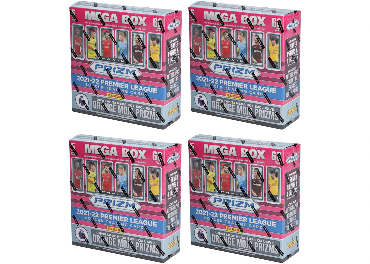 2021-22 Panini Prizm Premier League Soccer Fanatics Exclusive Mega Box (Orange Mojo Prizms) 4x Lot