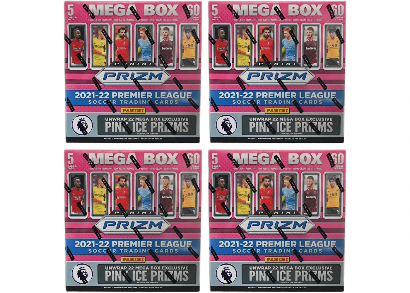 2021-22 Panini Prizm Premier League Soccer Mega Box (Pink Ice Prizms) 4x Lot