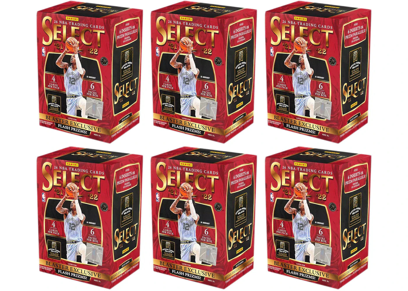 2021-22 Panini Select Basketball Blaster Box (Flash Prizms) 6x Lot