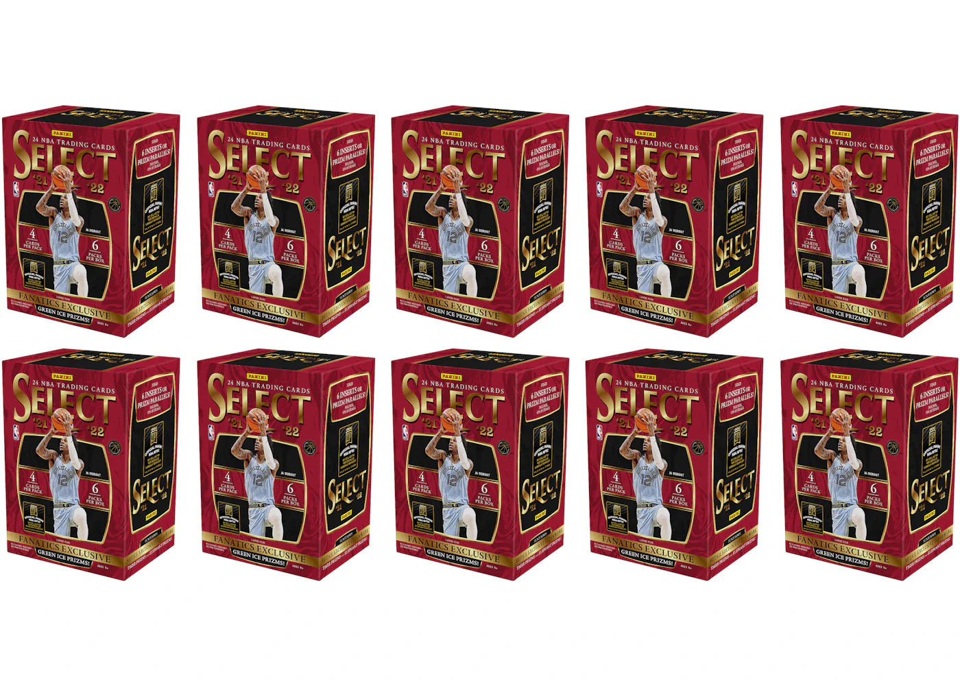 2021-22 Panini Select Basketball Fanatics Exclusive Blaster Box (Green Ice Prizms) 10x Lot