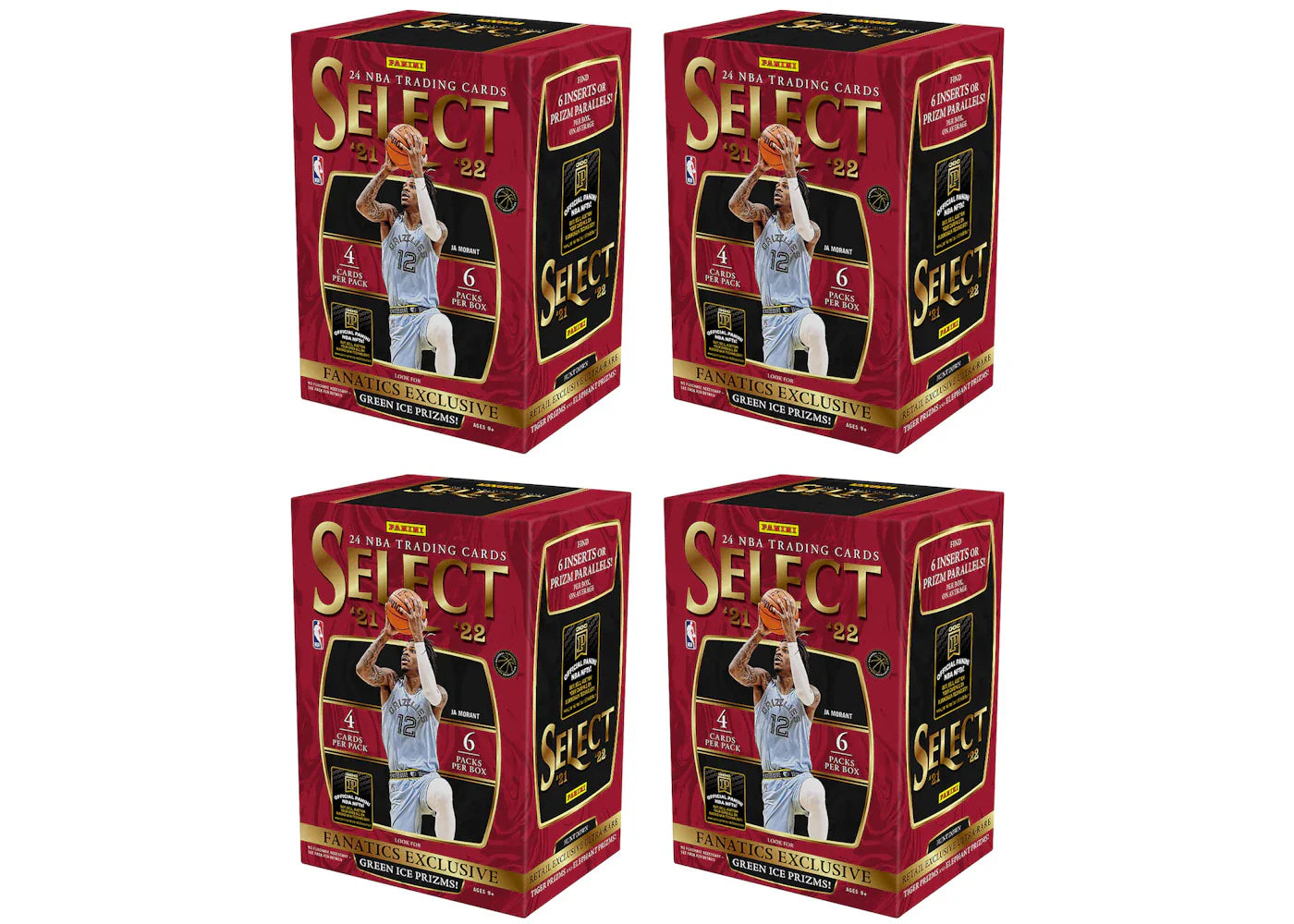 2021-22 Panini Select Basketball Fanatics Exclusive Blaster Box (Green Ice Prizms) 4x Lot