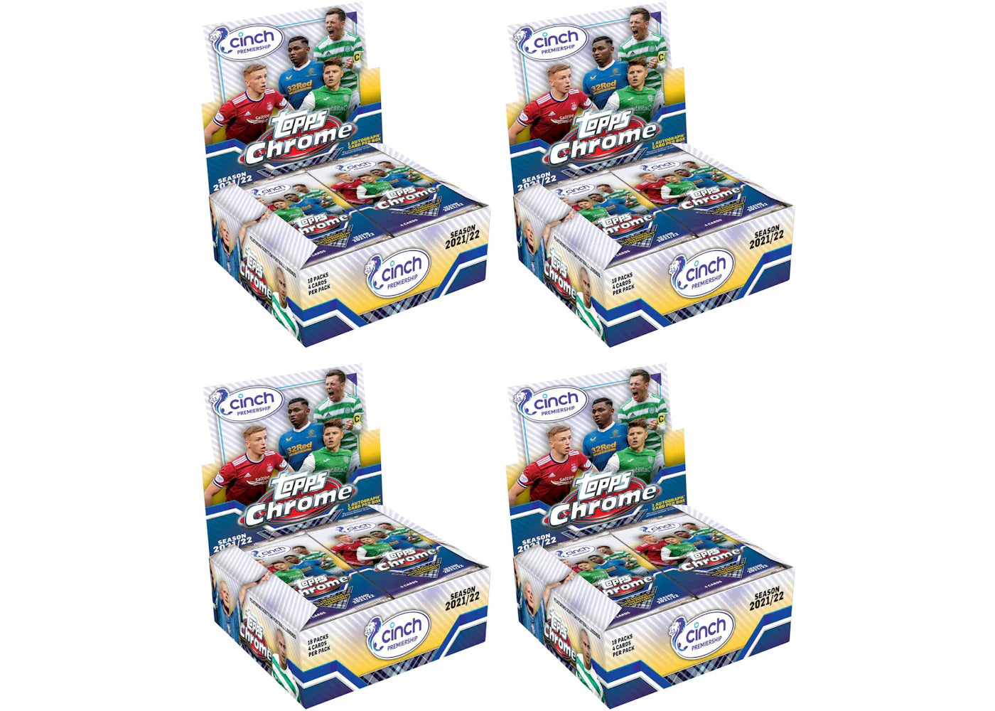 2021-22 Topps Chrome SPFL Soccer Hobby Box 4x Lot