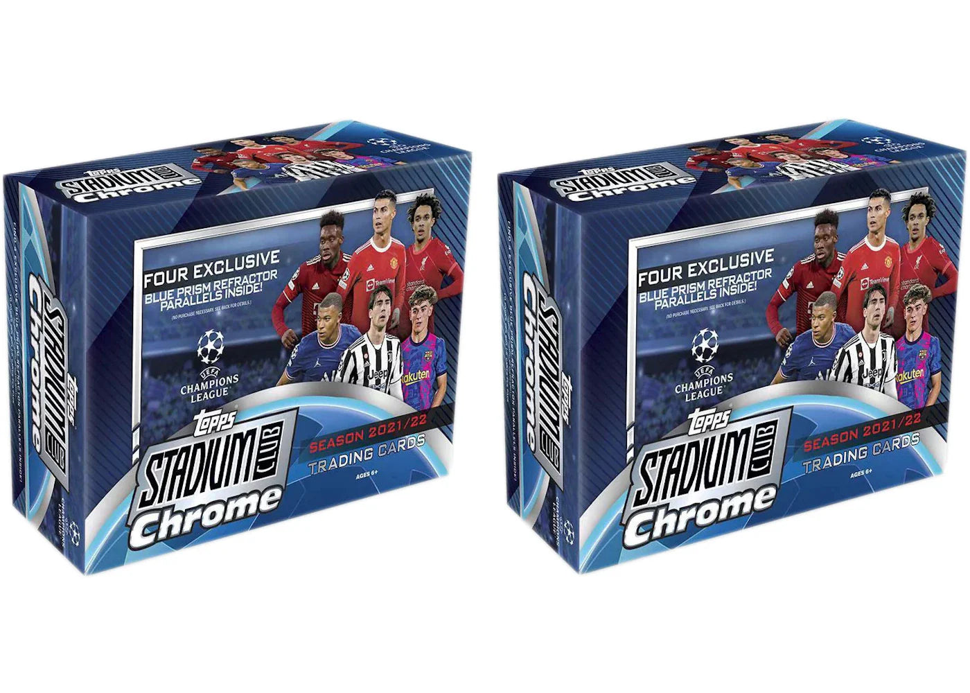 2021-22 Topps Chrome Stadium Club UEFA Champions League Soccer Mega Box 2x Lot